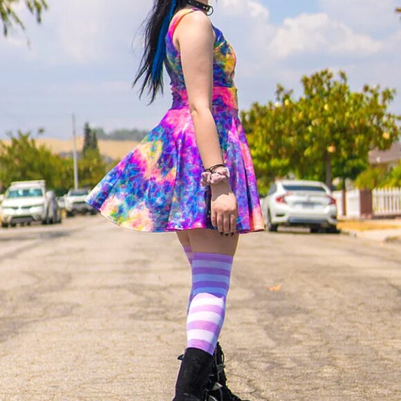 Rainbow mermaid skater dress - New/never worn. Rave, bubble goth & festival wear - Picture 4 of 10